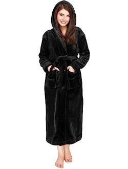 NY Threads Women Fleece Hooded Bathrobe - Plush Long Robe