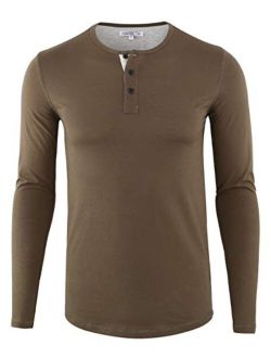 HARBETH Men's Regular Fit Long Sleeve Athletic Henley Shirt Active Jerseys Tee