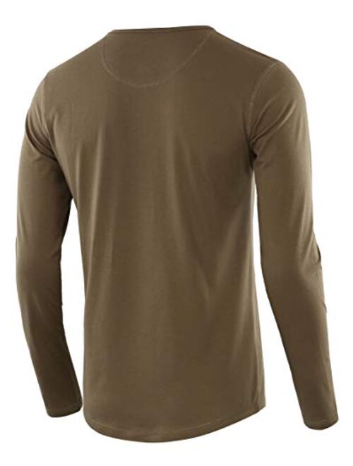 HETHCODE Men's Classic Comfort Soft Regular Fit Long Sleeve Henley T-Shirt Tee