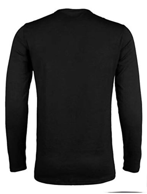 ZHPUAT Mens Slub Cotton Henley Shirt Regular-Fit Lightweight Basic T-Shirt with Long Sleeves