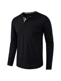 VANCOOG Mens Long Sleeve Casual Lightweight Fitted Basic Henley T-Shirt