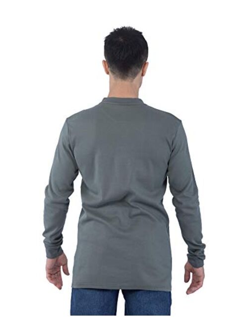 BOCOMAL FR Shirts Flame Resistant Shirts FR T Shirt NFPA2112/CAT2 7oz Men's Long Sleeve Fire Retardant Henley Shirts