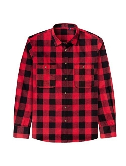 J.VER Men's Flannel Plaid Shirts Long Sleeve Regular Fit Button Down Casual