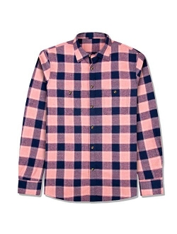 J.VER Men's Flannel Plaid Shirts Long Sleeve Regular Fit Button Down Casual