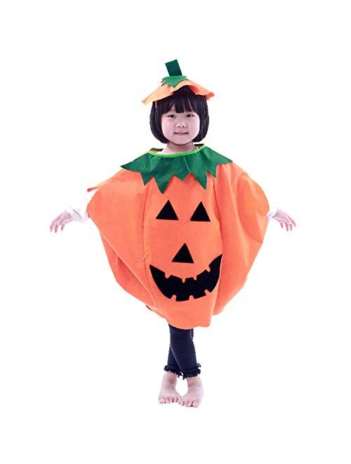 3PCS Pumpkin Costume for Kids Children Halloween Pumpkin Cosplay Party Clothes and Hat