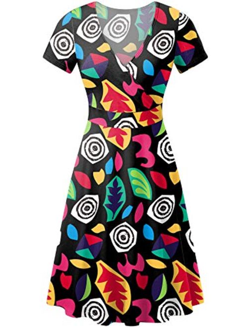 For G and PL Women's Halloween Short Sleeves V Neck Wrap Dress
