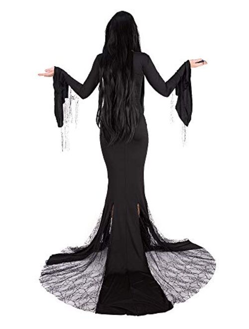 miccostumes Women's Gothic Ghost Vampire Dress Morticia Halloween Cosplay Costume