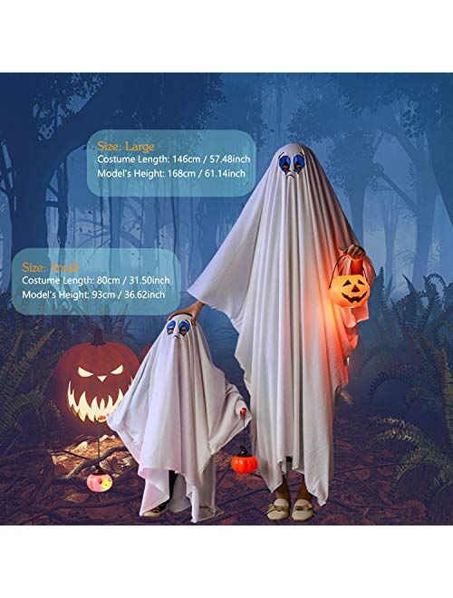 ButyHome Ghost Halloween Costume for Kids and Adults, Friendly Gown for Cosplay Role Play Halloween Child Fancy Dress Costume