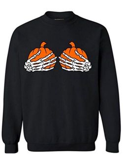 Awkwardstyles Pumpkin Skeleton Hands Boobs Sweater Halloween Sweatshirt