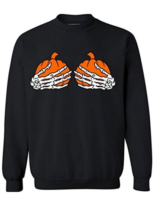 Awkward Styles Awkwardstyles Pumpkin Skeleton Hands Boobs Sweater Halloween Sweatshirt
