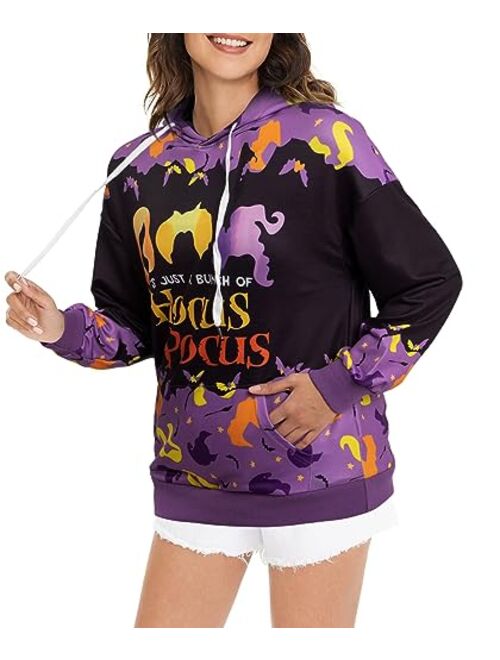 FAYALEQ Halloween Sweatshirts for Women Halloween Graphic Long Sleeve Shirt Half Zipper Lapel Casual Pullover Top