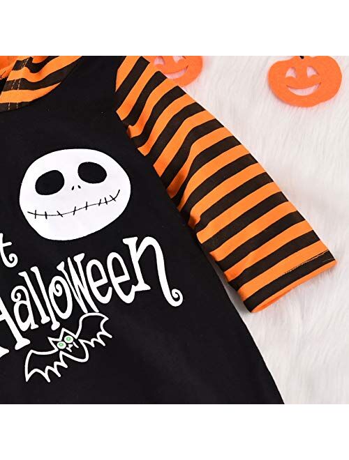 Aalizzwell Baby Halloween Outfit First Halloween Hooded Romper One-Piece Jumpsuit for Toddler Boys Girls