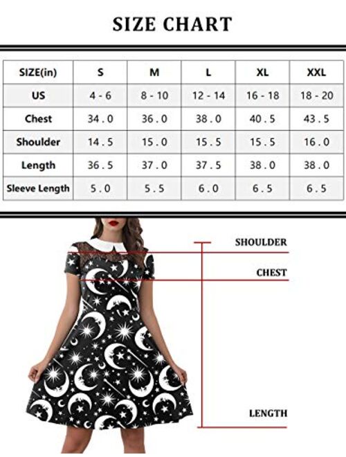 For G and PL Women's Halloween Peter Pan Collar Lace Stitching Dress