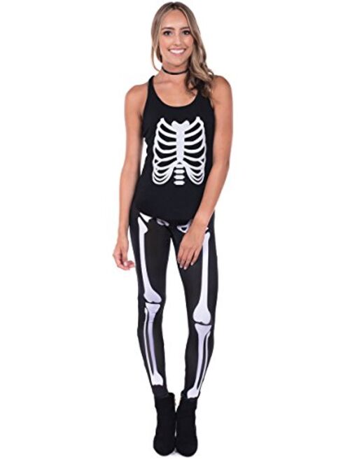 Tipsy Elves Women's Skeleton Halloween Costume Shirt - Skeleton Tank Top