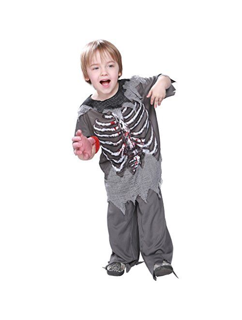 EraSpooky Skeleton Bloody Zombie Boy Costume Horror Halloween Kids Fancy Dress Outfit