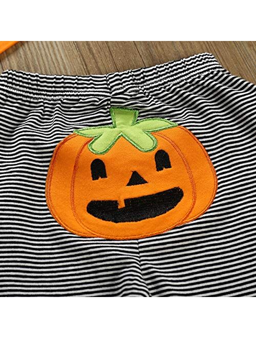 Toddler Infant Baby Boy Girl Halloween Pumpkin Costumes Sleeveless Romper Outfit with Hat