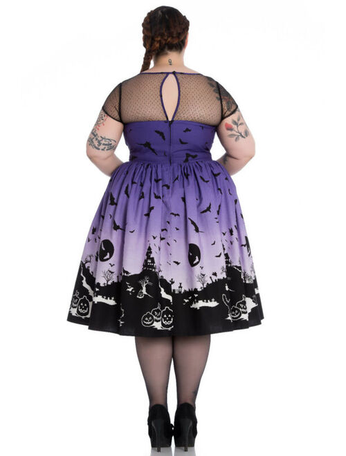 Hell Bunny Plus Size Purple Halloween Haunt Gothic Retro 50's Dress 1X 2X 3X