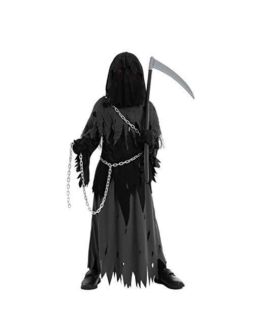 Spooktacular Creations Child Unisex Glowing Eyes Reaper Costume for Creepy Phantom Halloween Costume