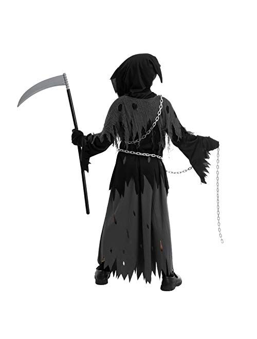 Spooktacular Creations Child Unisex Glowing Eyes Reaper Costume for Creepy Phantom Halloween Costume