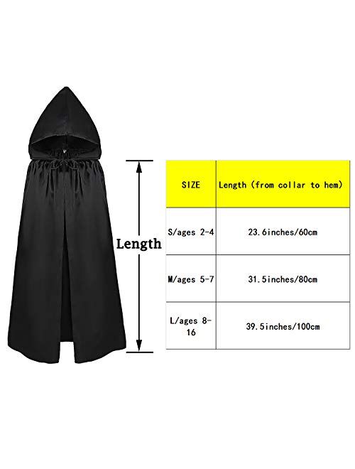 ALIZIWAY Kids Hooded Velvet Cloak Cape for Halloween Christmas Cosplay Costumes 2-16 Years
