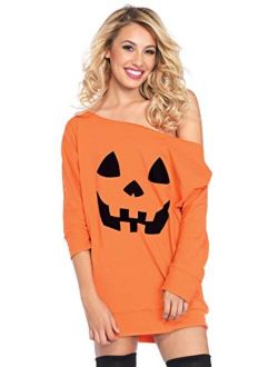 Leg Avenue Women's Pumpkin and Ghost Halloween Shirt Dress Costume