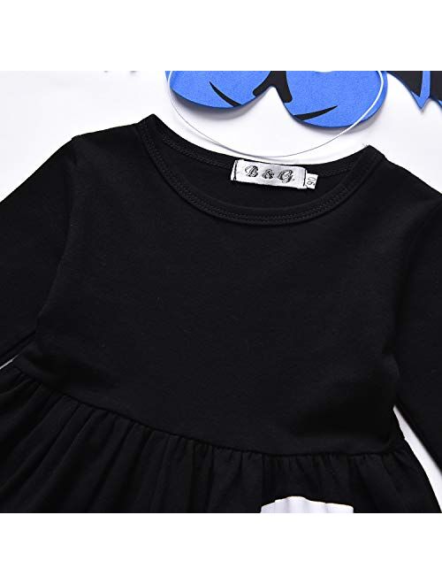 3PCS Baby Girls Halloween Outfits Skull Tops Ghost Leggings Pants with Csarf Hat Clothes Set