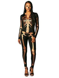 Women's Gold Skeleton Bodysuit - Golden Skeleton Halloween Costume