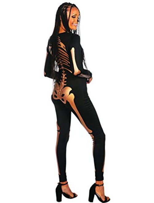 Tipsy Elves Women's Gold Skeleton Bodysuit - Golden Skeleton Halloween Costume