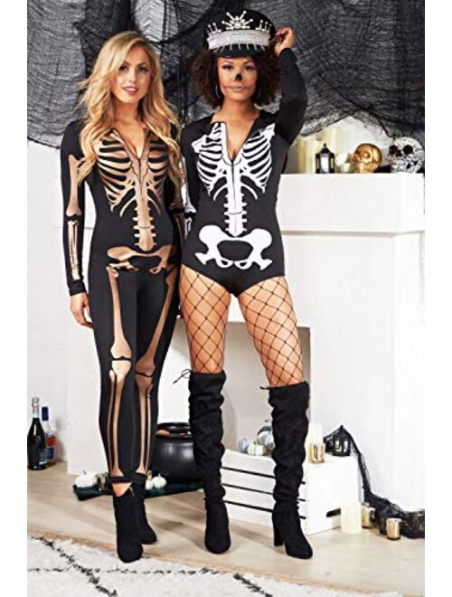 Tipsy Elves Women's Gold Skeleton Bodysuit - Golden Skeleton Halloween Costume