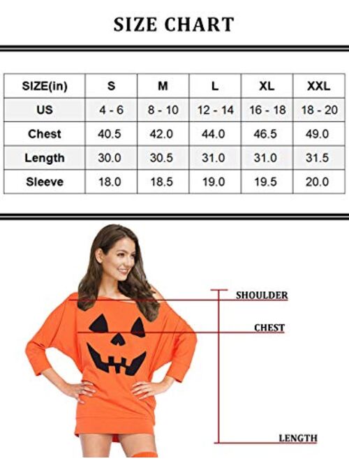For G and PL Women's Halloween Off Shoulder 3/4 Sleeve Tops