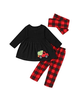 3Pcs Kids Baby Girls Halloween/Thanksgiving Clothes Pumpkin/Turkey T-Shirt Top Dress+Pants+Headband Outfit Set Winter