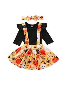 LZCYILANXIULSL Newborn Baby Girl Thanksgiving Outfit Long Sleeve Romper Tops & Suspender Skirt Turkey Dress Cute Clothes