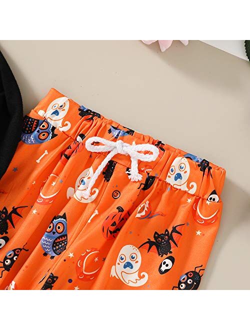Halloween Baby Boy Girl Clothes 2PCs Outfit Set Happy Halloween Long Sleeve Hoodie Tops Sweatsuit Pumpkin Pant 0-24M