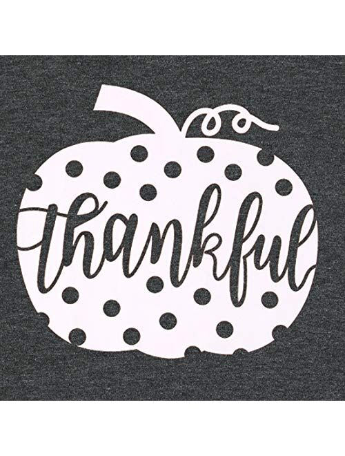 EGELEXY Thankful Halloween Print T Shirt Women Funny Polka Dot Pumpkin Graphic Tee Fall Thanksgiving Thankful Shirt