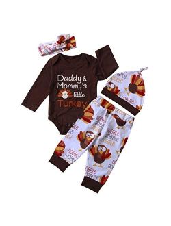 Bigger Store 3Pcs Cute Infant Baby Girl Boy Halloween Clothes Pumpkin Romper with Hat and Long Pants Outfits Set