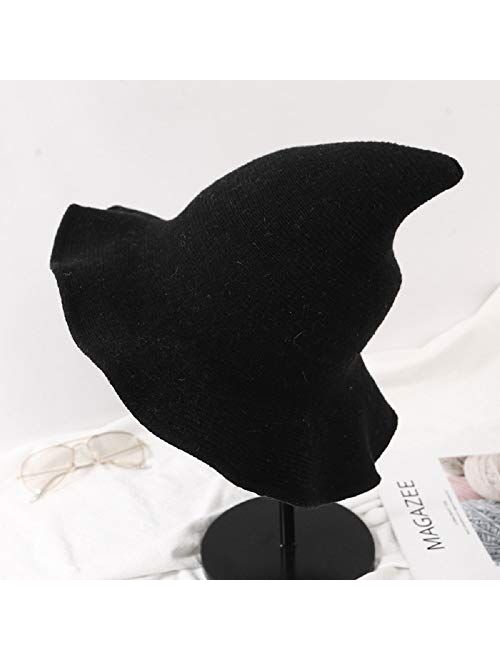 Fekey&JF Women's Witch Kinitted-Wool Hats, for Halloween Party Masquerade Cosplay Costume Accessory and Daily
