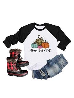 It's Fall Y'all T-Shirt Women Thanksgiving Pumpkin Graphic Funny Long Sleeve Top Blouse