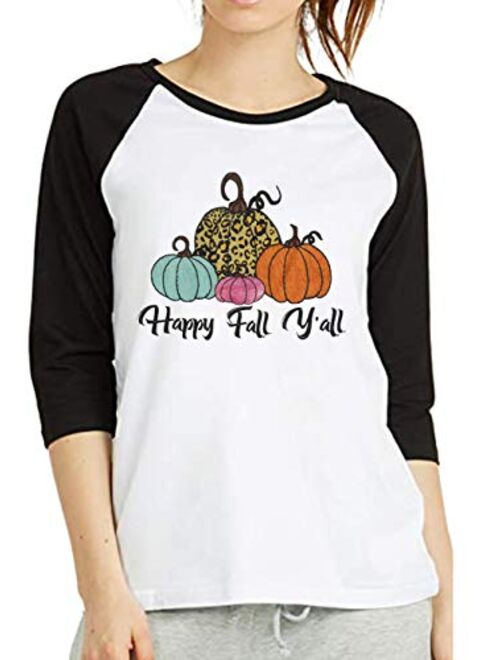 It's Fall Y'all T-Shirt Women Thanksgiving Pumpkin Graphic Funny Long Sleeve Top Blouse