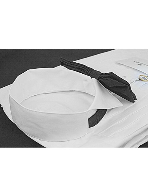 Neil Allyn Fumagalli's Men's 100% Cotton Wing Collar, French Cuff, Tuxedo Shirt with Bow-Tie
