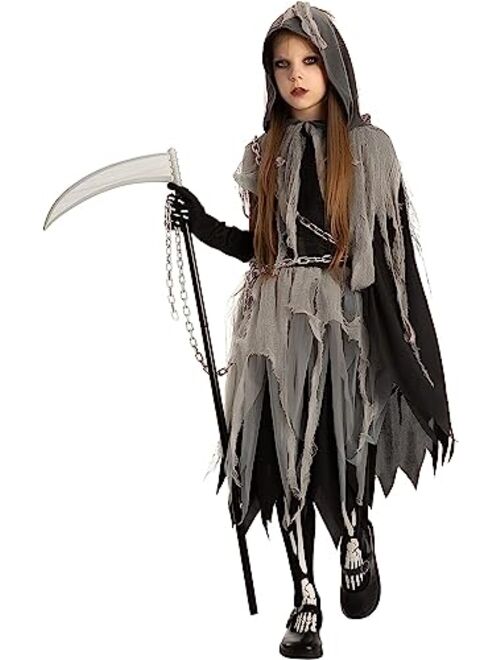 Spooktacular Creations Grim Reaper Girl Costume Glow in The Dark for Halloween