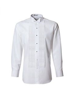 Adult White 1/4 Inch Pleated Wing Tip Tuxedo Dress Shirt