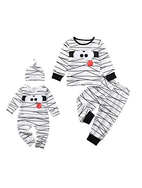 Aalizzwell Toddler Baby Halloween Romper Outfit PJS for Kids Funny Mummy Onesie