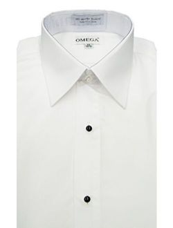 OmegaTux Men's White Microfiber Tuxedo Dress Shirt 
