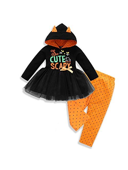 Halloween Kids Toddler Baby Girls Hoodie Outfits Tutu Skirt Set+ Pant Fall Dress 2Pcs Clothes