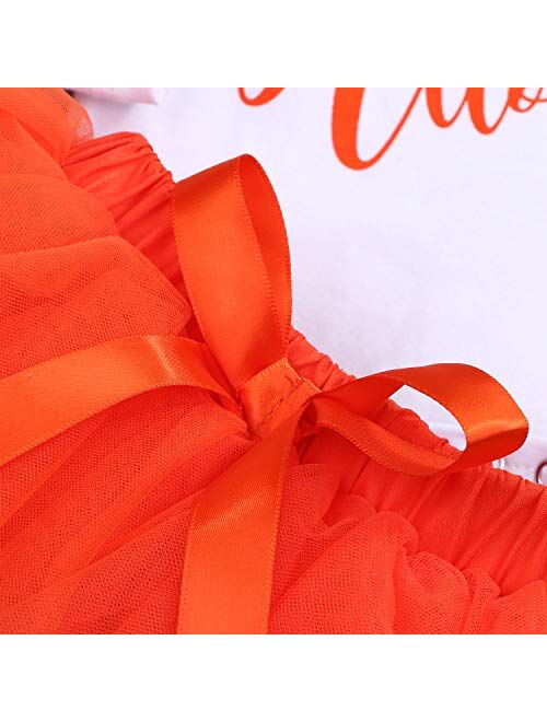 Baby Girl My 1st Halloween Outfits Long Sleeve Pumpkin Romper+Tutu Skirt+Headbands 4PCS Clothes Set