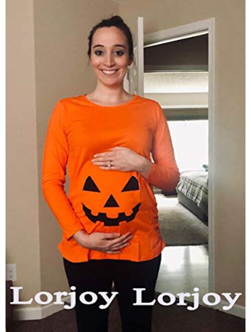 Lorjoy Women's Maternity Funny Halloween Pregnancy Cute Long Sleeve Pregnant T Shirts