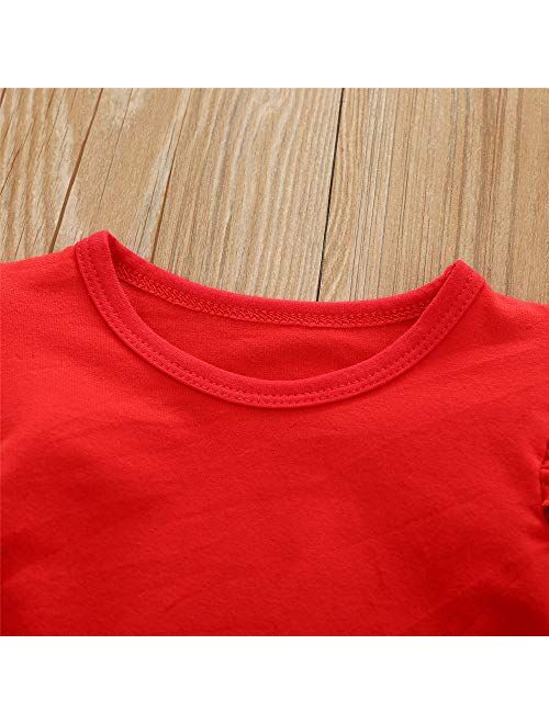 Toddler Baby Girls Halloween Christmas Outfits Suspender Skirt Set,Ruffle Long Sleeve Tops T Shirts & Overall Dress