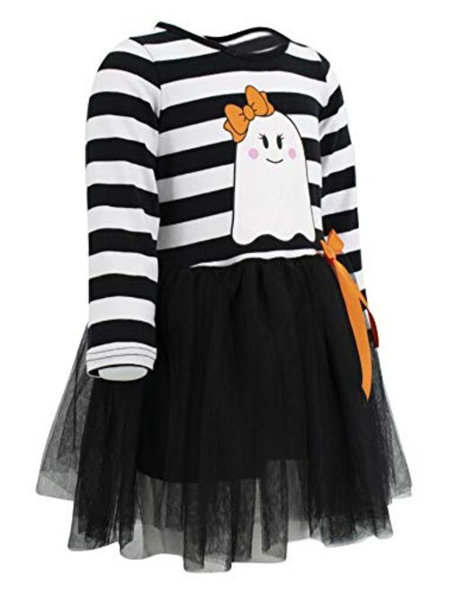 Unique Baby Girls Halloween Ghost Long Sleeve Tutu Skirt Dress