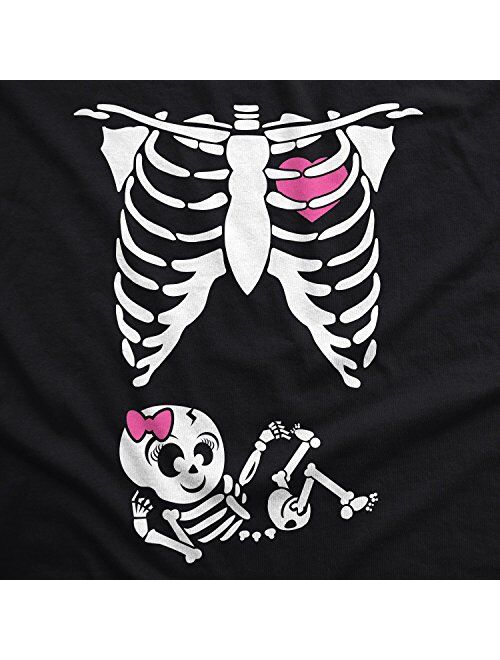 Crazy Dog T-Shirts Maternity Baby Girl Skeleton Cute Halloween Pregnancy Bump Tshirt