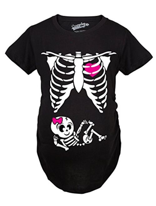 Crazy Dog T-Shirts Maternity Baby Girl Skeleton Cute Halloween Pregnancy Bump Tshirt
